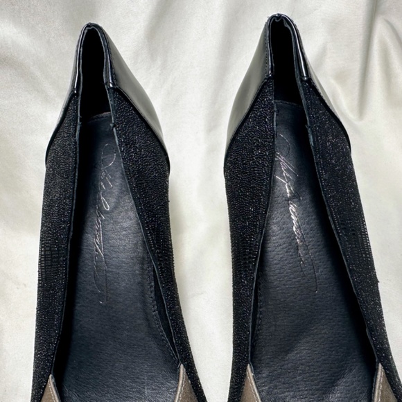 Hal Rubenstein Black & Metallic Leather Embossed Pump Sz 8.5 - Picture 5 of 7